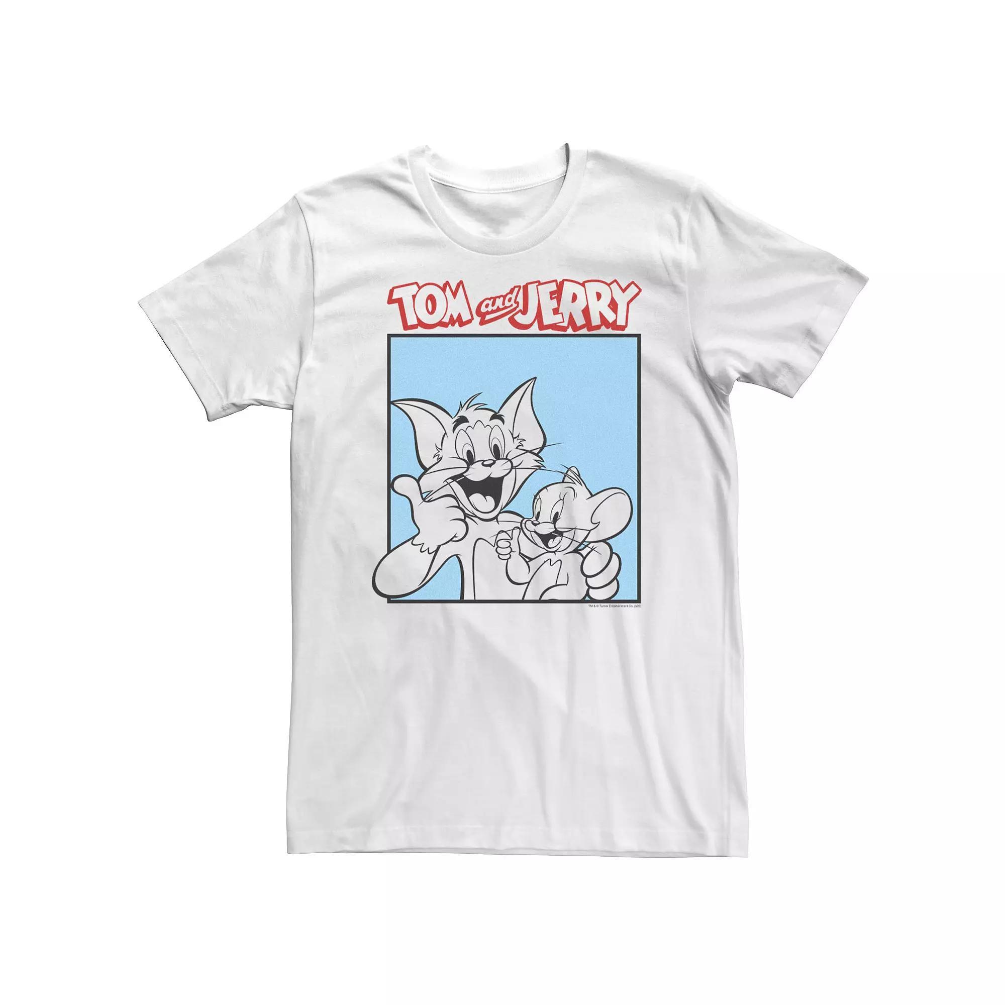 Big & Tall Tom And Jerry Bold Line Art Box Tee, Men's, Size: 4XLT, White Product Image