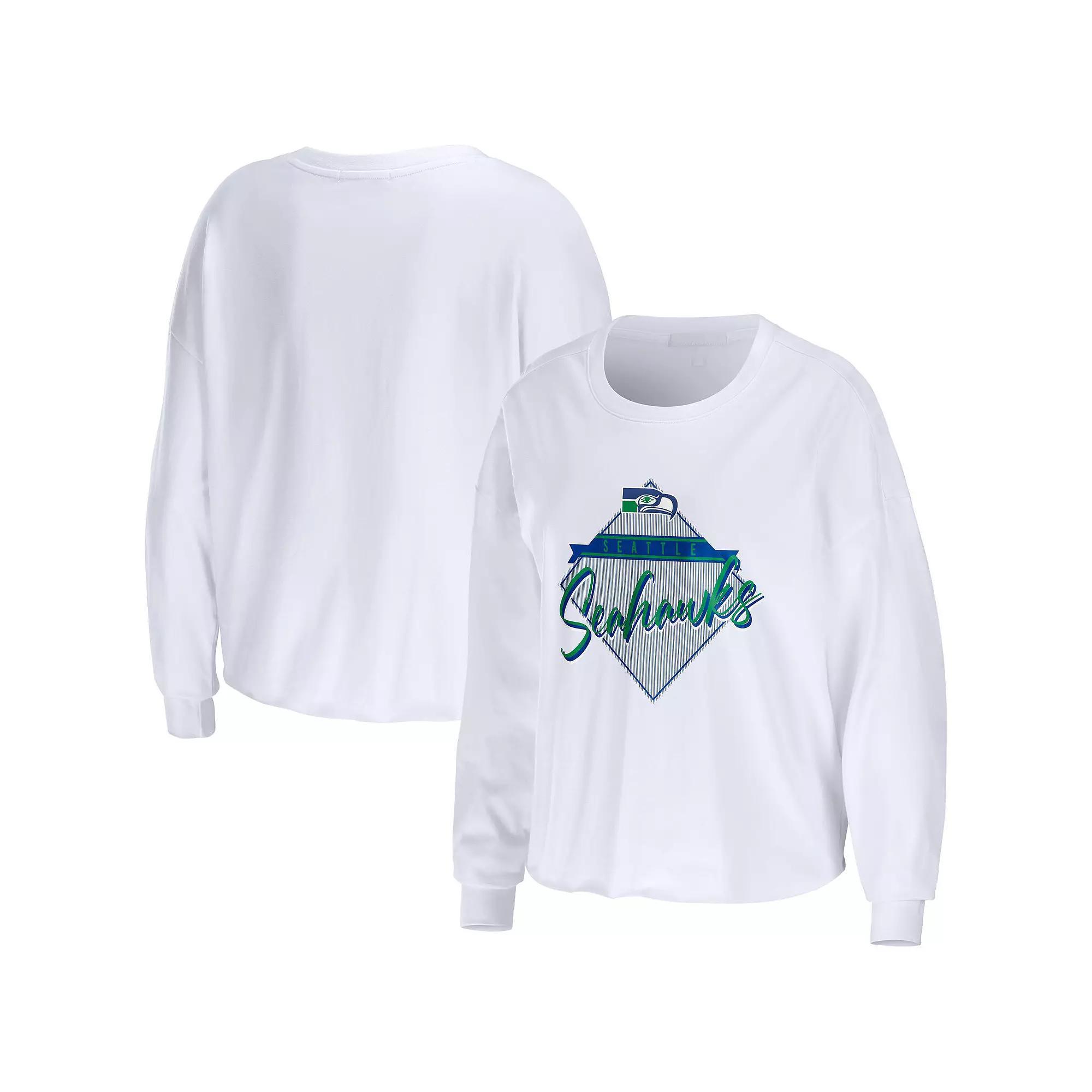 Womens WEAR by Erin Andrews Seattle Seahawks Domestic Cropped Long Sleeve T-Shirt Product Image