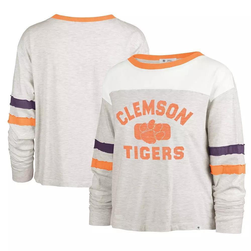 Women's '47 Oatmeal Clemson Tigers All Class Lena Long Sleeve T-Shirt, Size: XL, Team Product Image