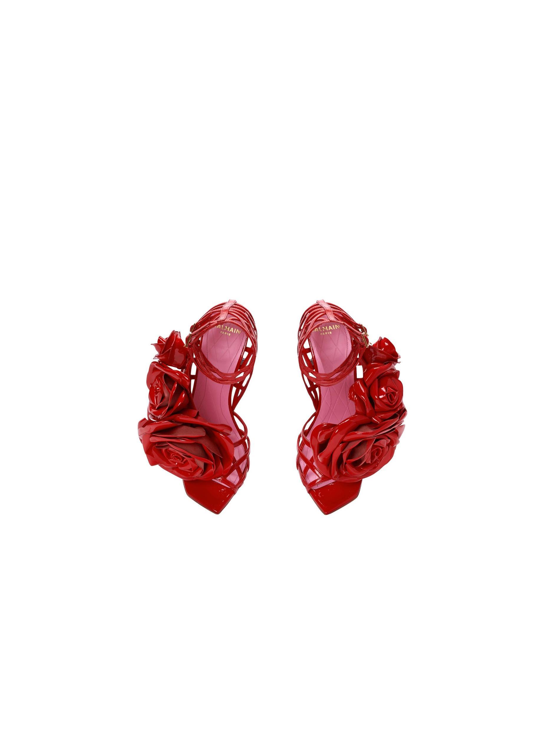 Patent leather Eden sandals with flowers Product Image