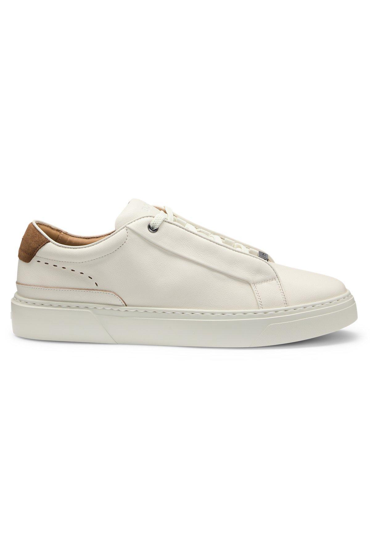 BOSS - Gary leather trainers with suede backtab - White Product Image