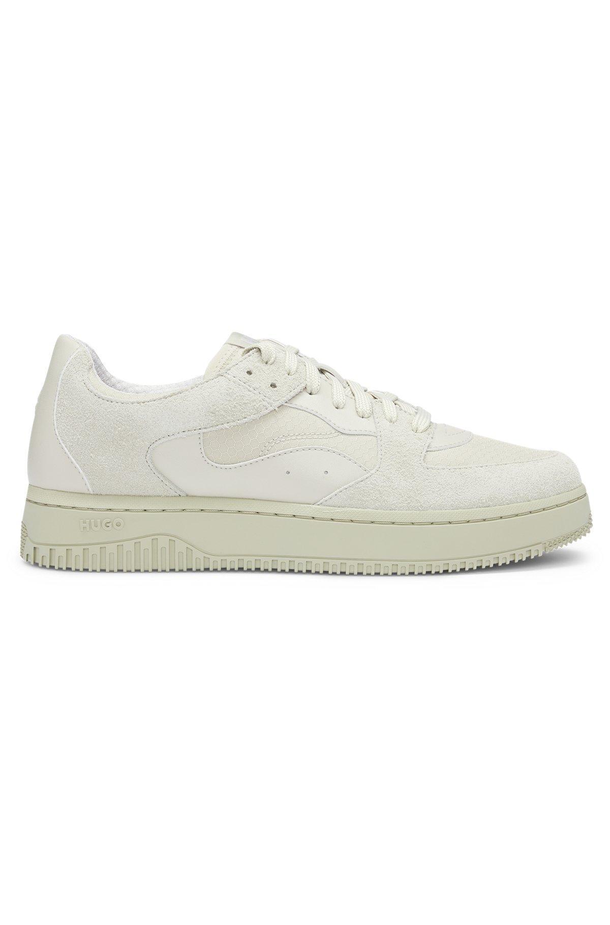 HUGO - Mixed-material trainers with suede and honeycomb ripstop - Light Beige Product Image