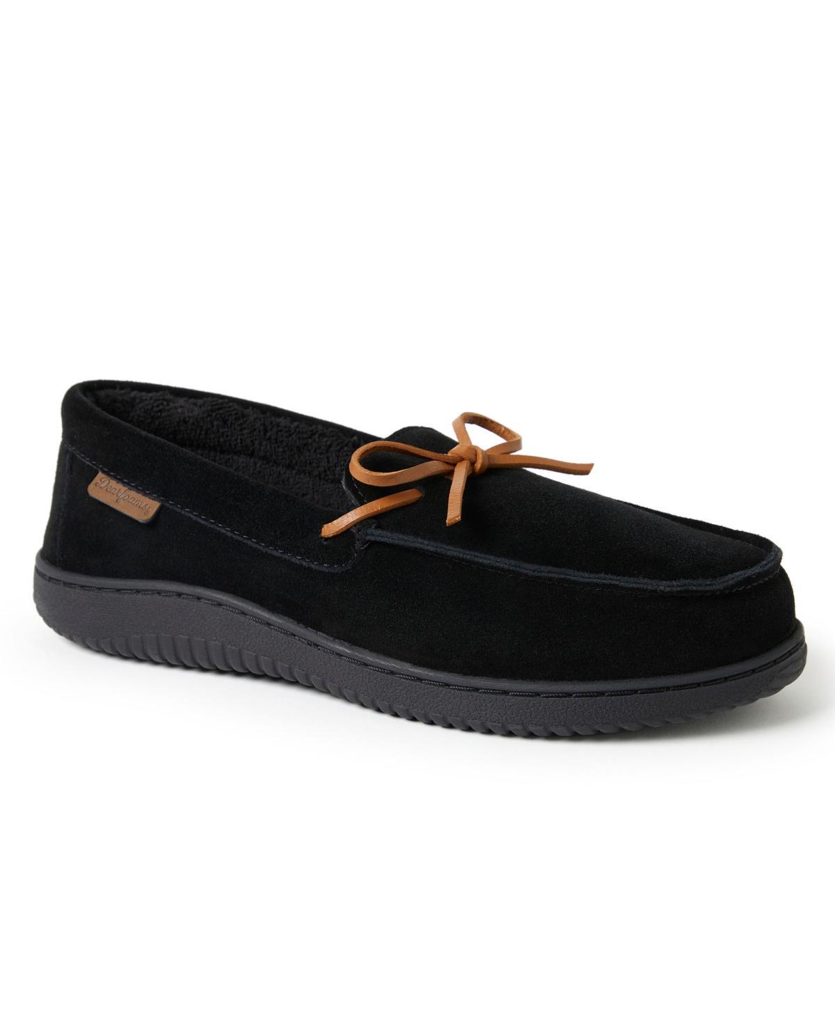 Dearfoams Woodstock Genuine Suede Mens Moccasin Slippers Brown Product Image