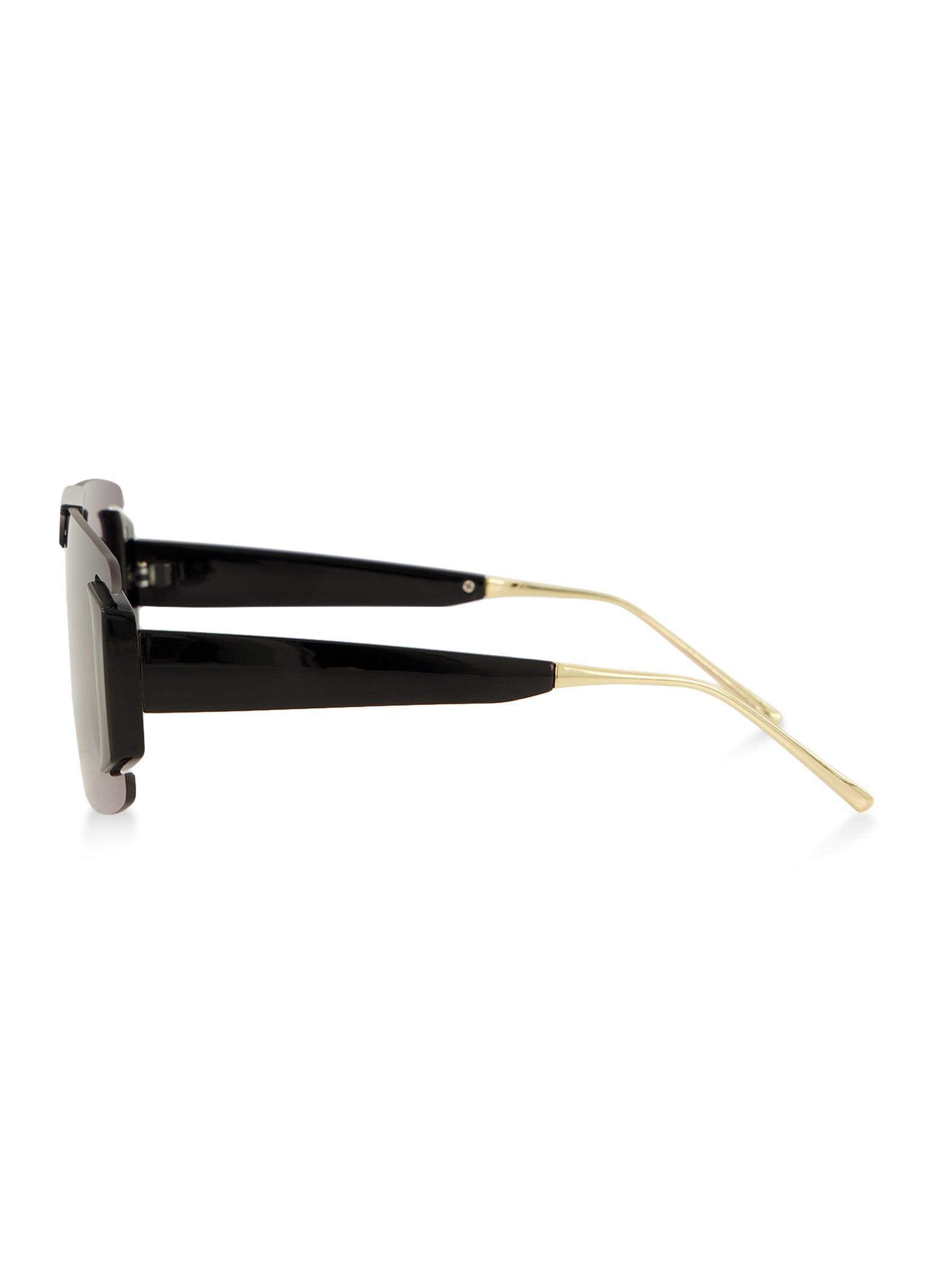 Contrast Retro Shield Sunglasses Female Product Image