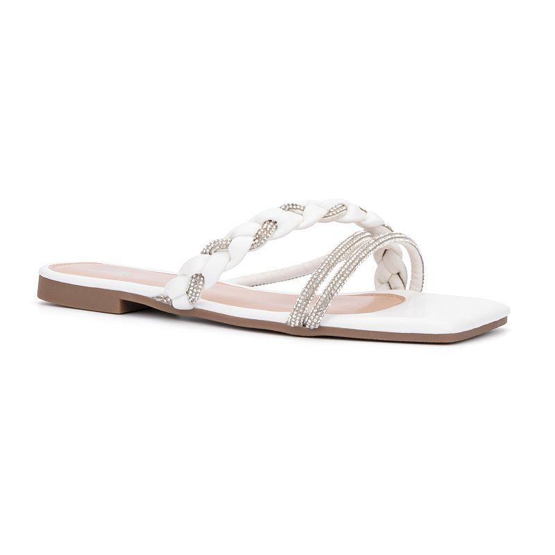 New York & Company Alessia Women's Rope Sparkle Slide Sandals, Size: 9, White Product Image