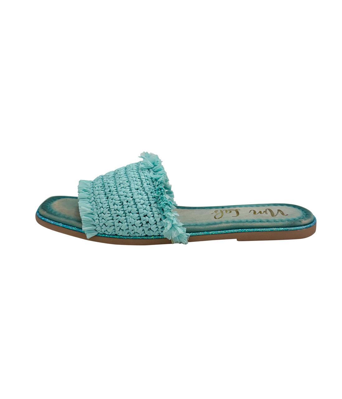 Juana Woven Sandals in Aqua Blue Product Image