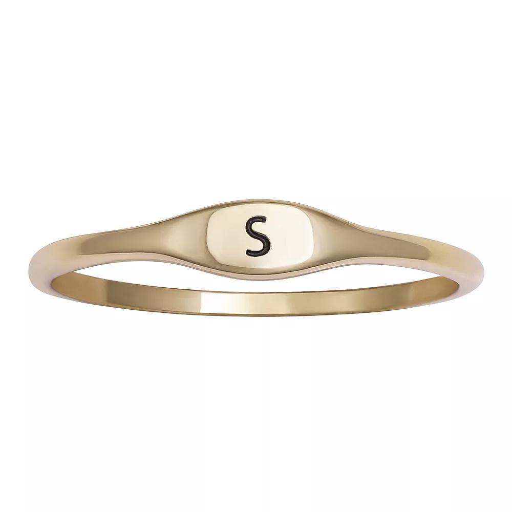 PRIMROSE Polished Oval Oxidized Initial Ring, Women's, Size: 9, Gold Tone I Product Image