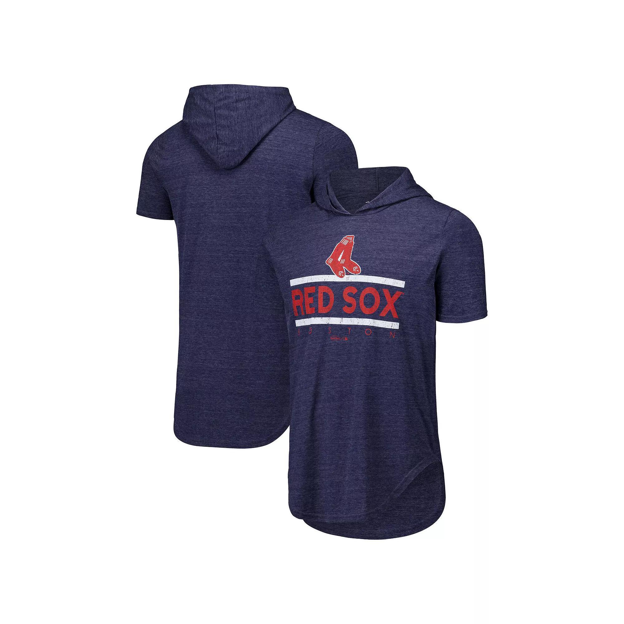 Men's Majestic Threads Navy Boston Red Sox Tri-Blend Hoodie T-Shirt, Size: Large, Blue Product Image