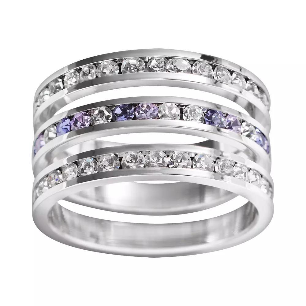Traditions Jewelry Company Sterling Silver Crystal Eternity Ring Set, Womens White Team Blues Product Image