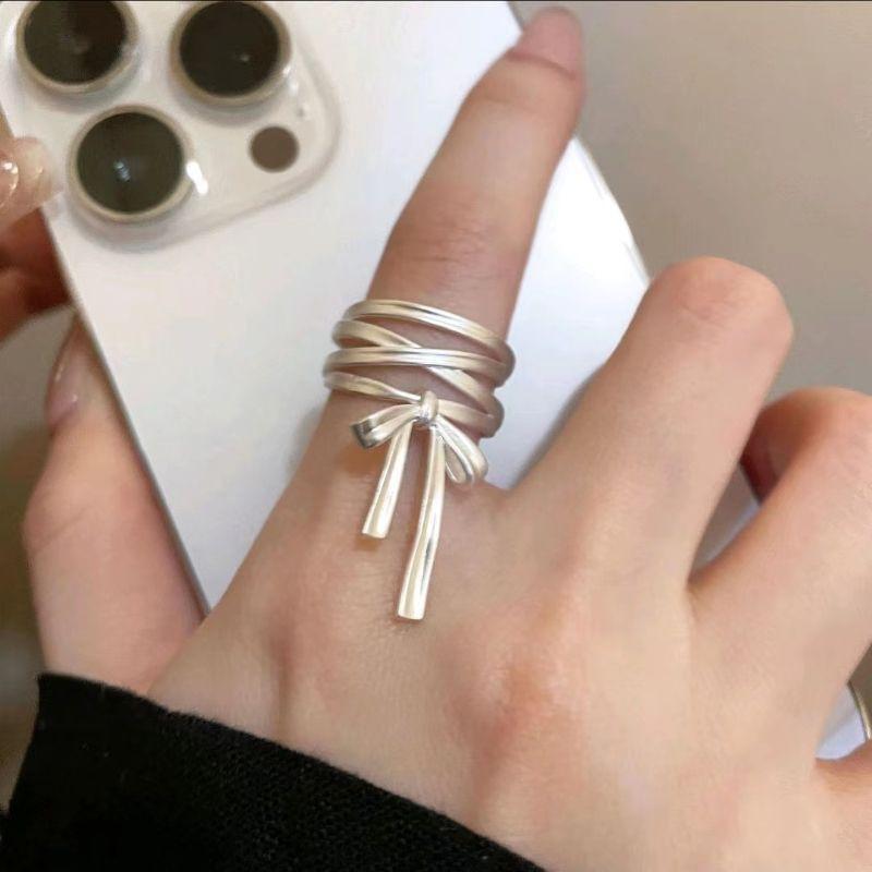 Bow Layered Alloy Open Ring Product Image
