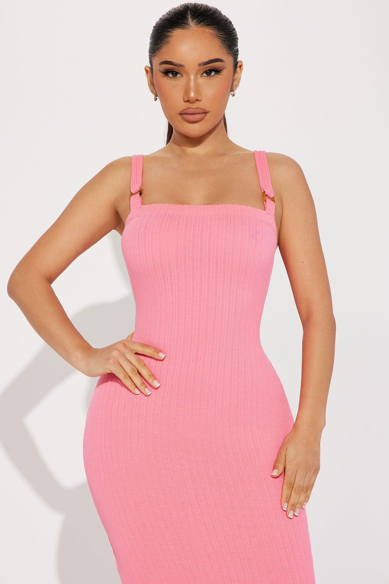 Tay Knit Midi Dress - Fuchsia Product Image