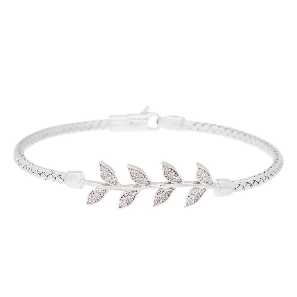 Meshmerise 1/8 Carat T.W. Diamond Leaf Accents Bracelet, Women's, Size: 7", Silver Tone Product Image