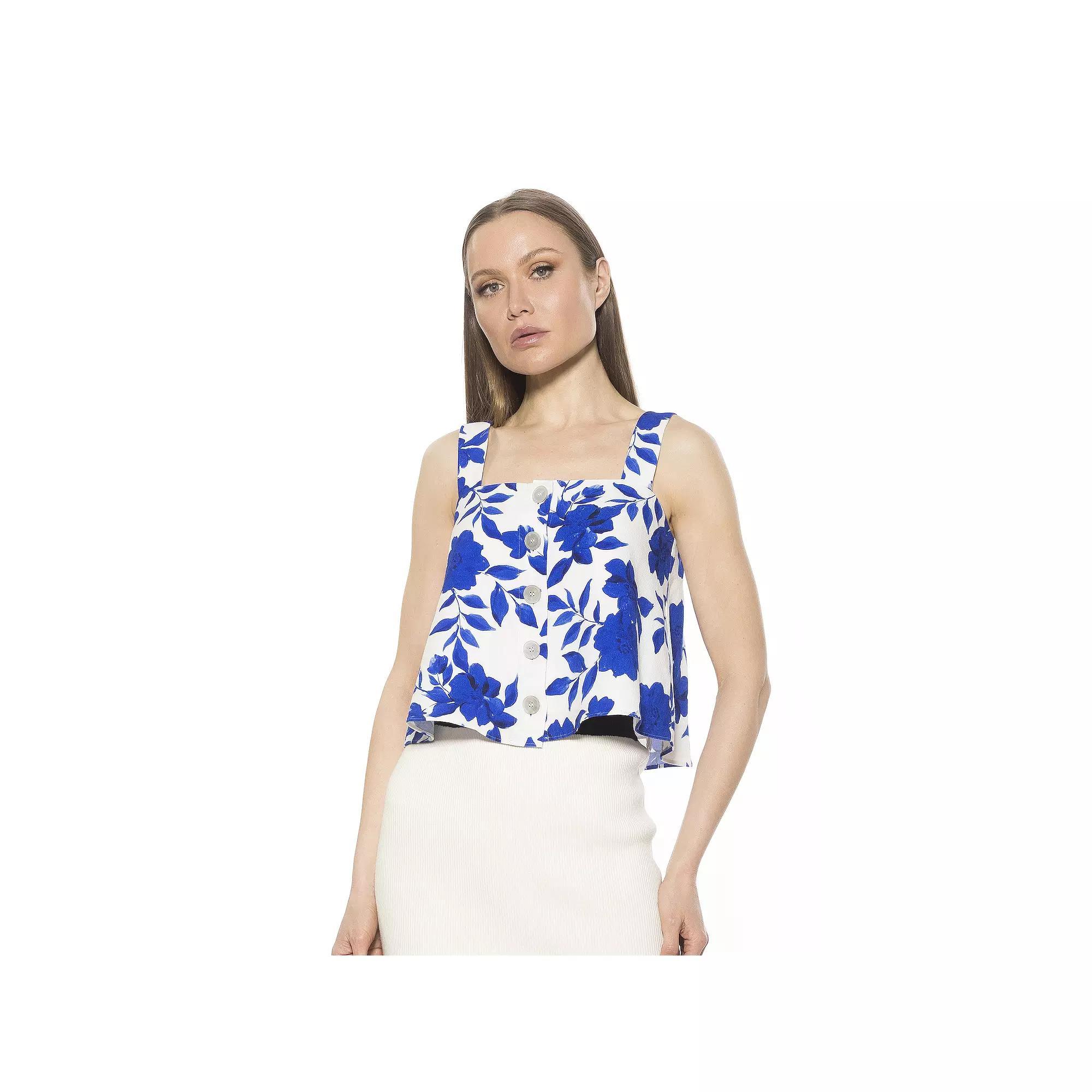 Women's ALEXIA ADMOR Elena Button Down Trapeze Tank Top, Size: 6, Light Blue Product Image