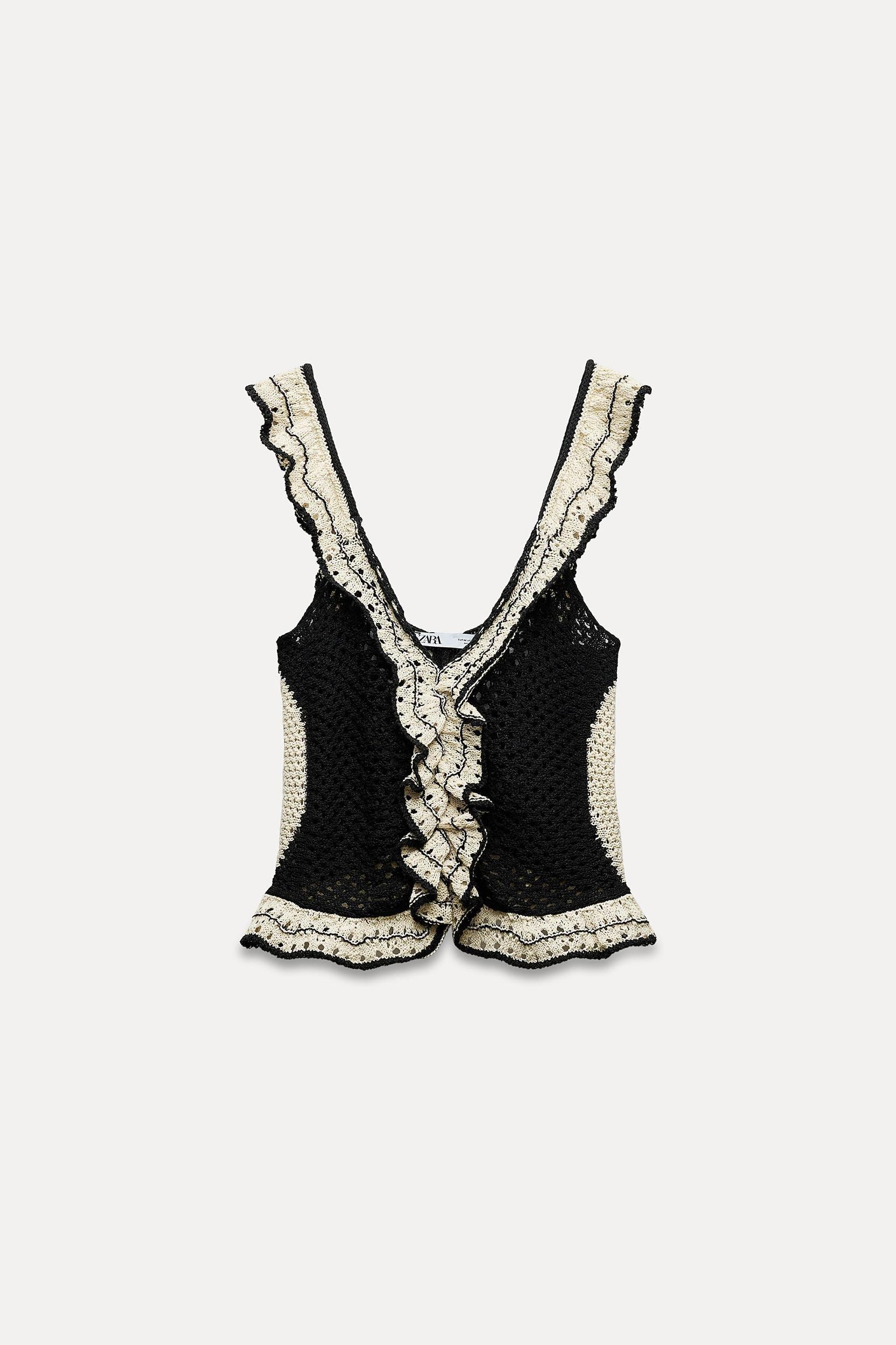 POINTELLE RUFFLED KNIT TOP Product Image