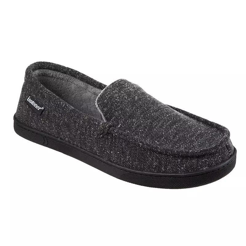 isotoner Preston Heather Knit Men's Moccasin Slippers, Size: XL, Blue Product Image
