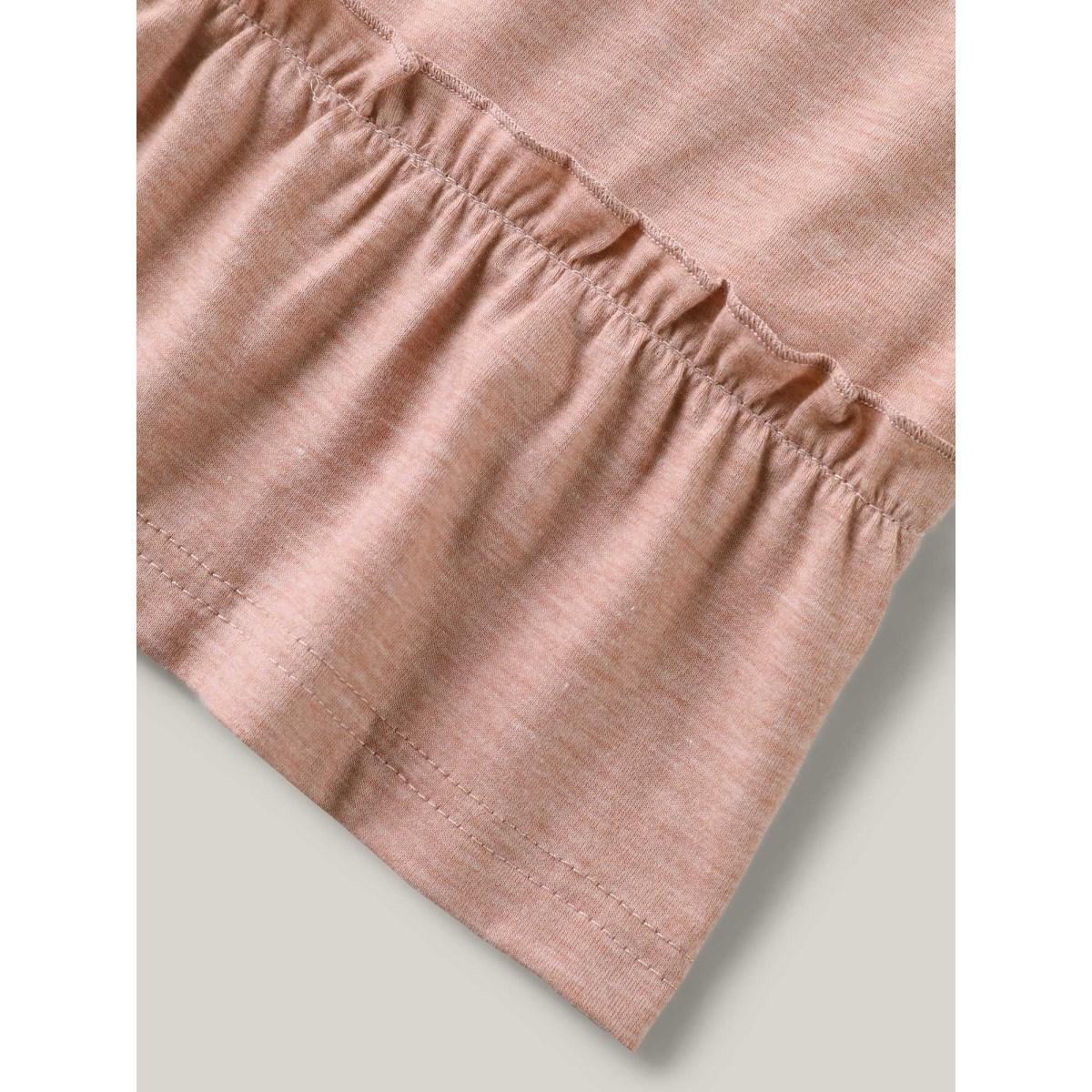 Plus Size Petal Trim Ruffled Hem Tiered T-Shirt Dirtypink Women Gathered V-neck Everyday-Casual T-shirts BloomChic 12/L Product Image