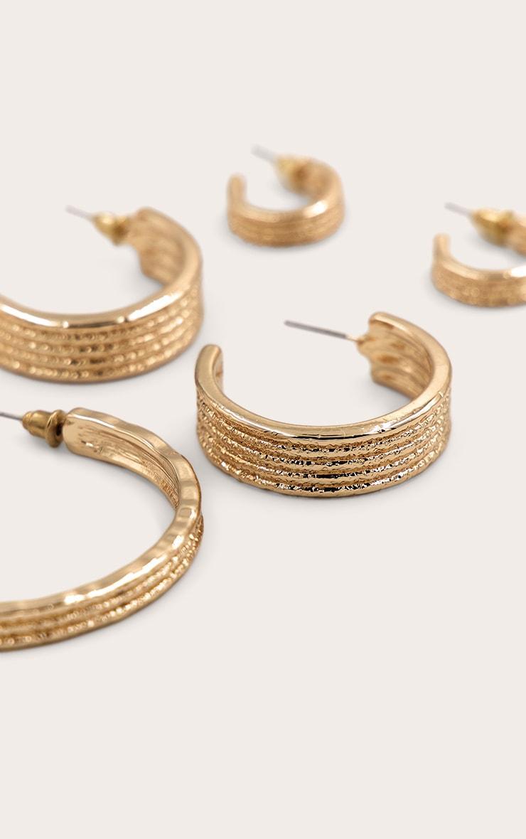 Gold Textured Size Range Hoop Earrings Multi-Pack Product Image