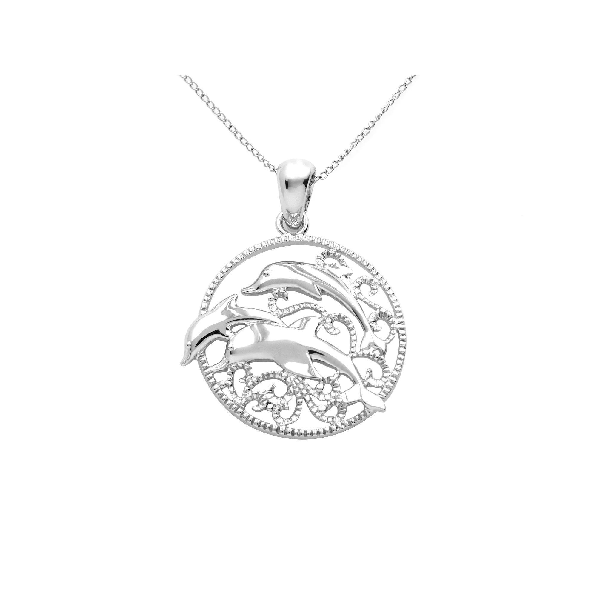Jewelry for Trees Platinum-Over-Silver Dolphin Pendant, Women's, Size: 18", Multicolor Product Image