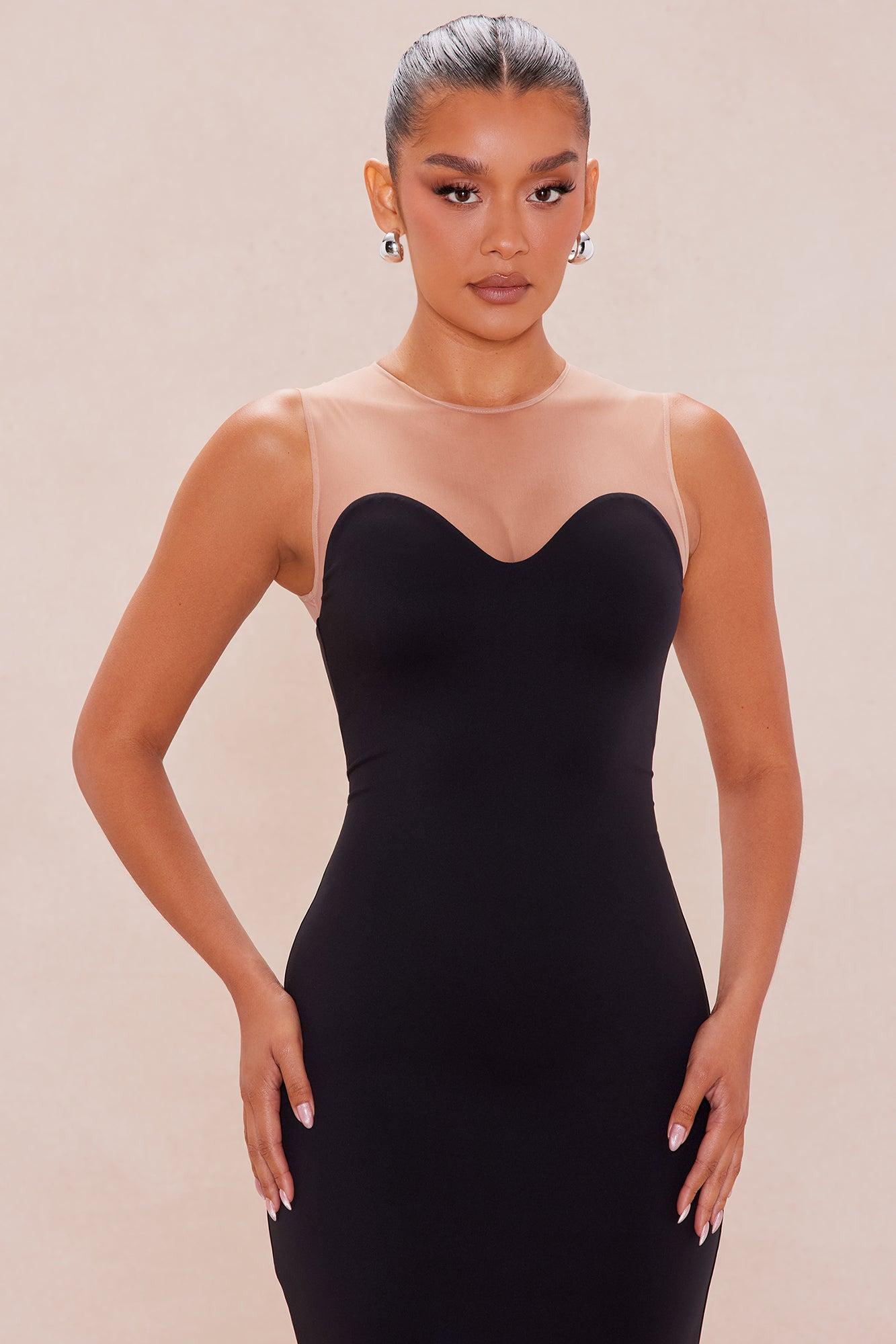 Michelle Mesh Cut Out Midi Dress - Black Product Image