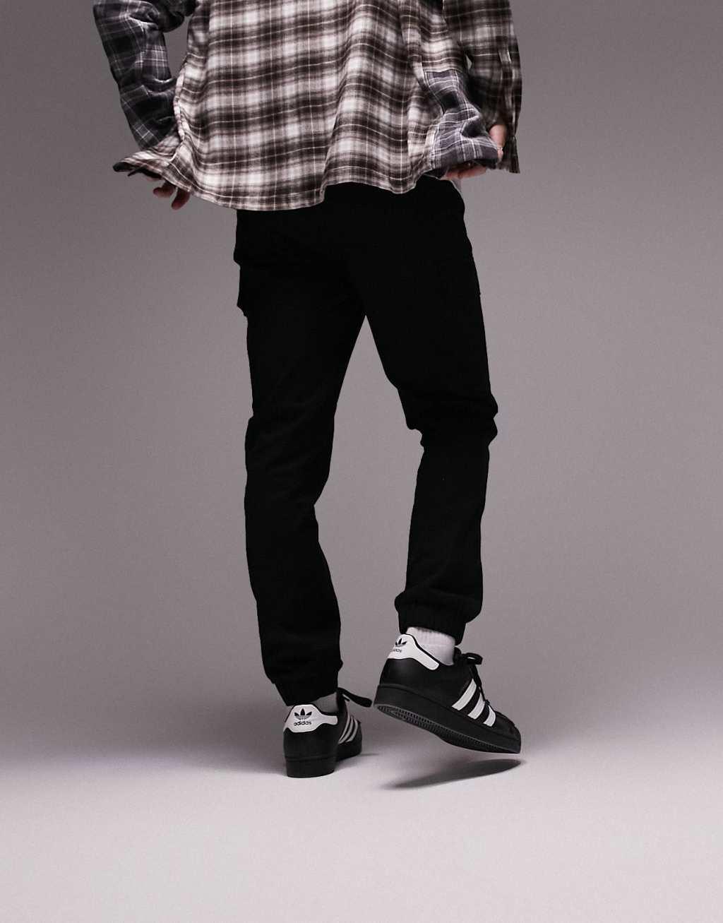 Topman skinny two pocket cargo pants in black Product Image