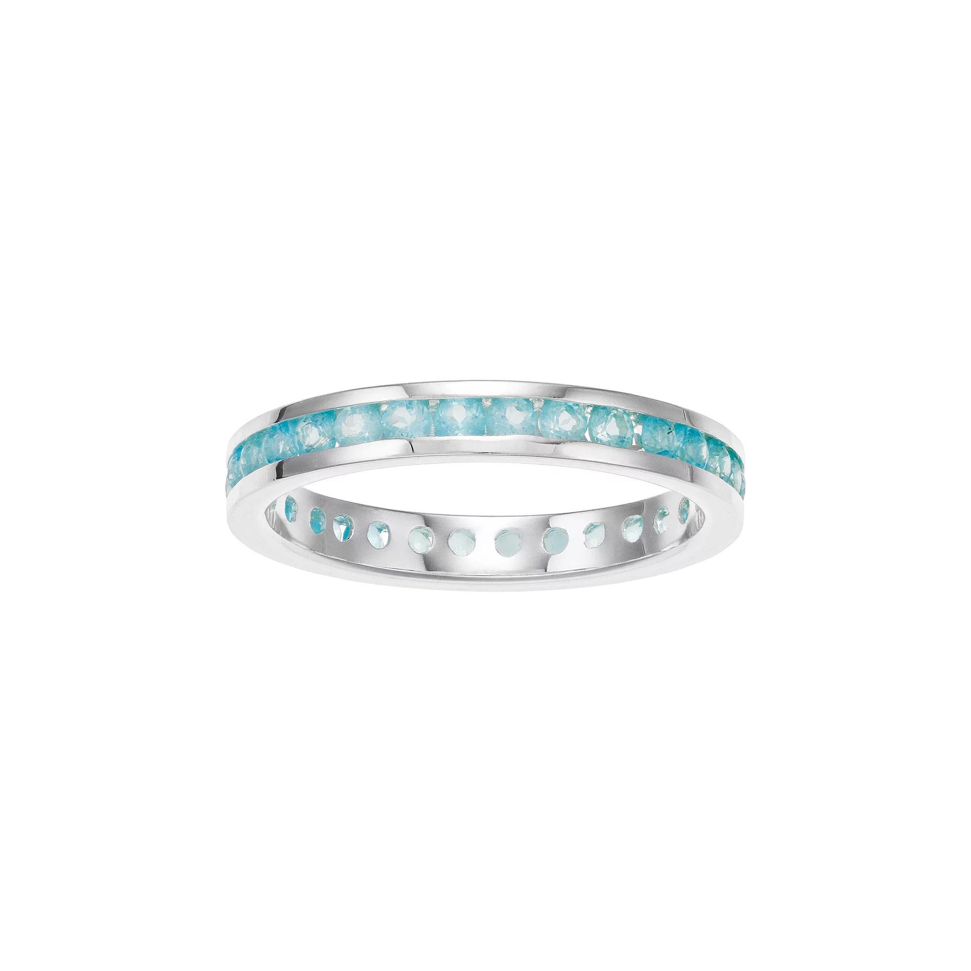 Traditions Jewelry Company Sterling Silver Channel-Set Apatite Birthstone Ring, Womens Product Image