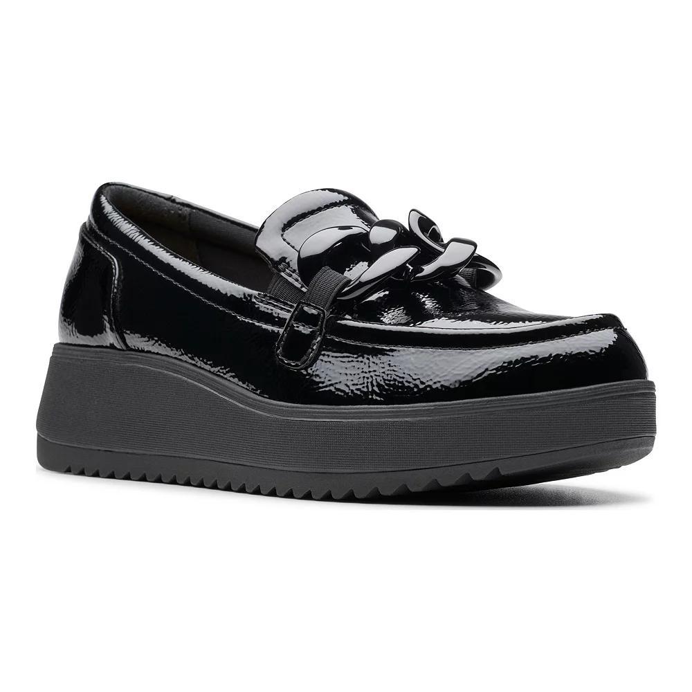 Clarks® Zylah May Women's Leather Slip-On Shoes, Size: 10, Black Crinkle Patent Product Image