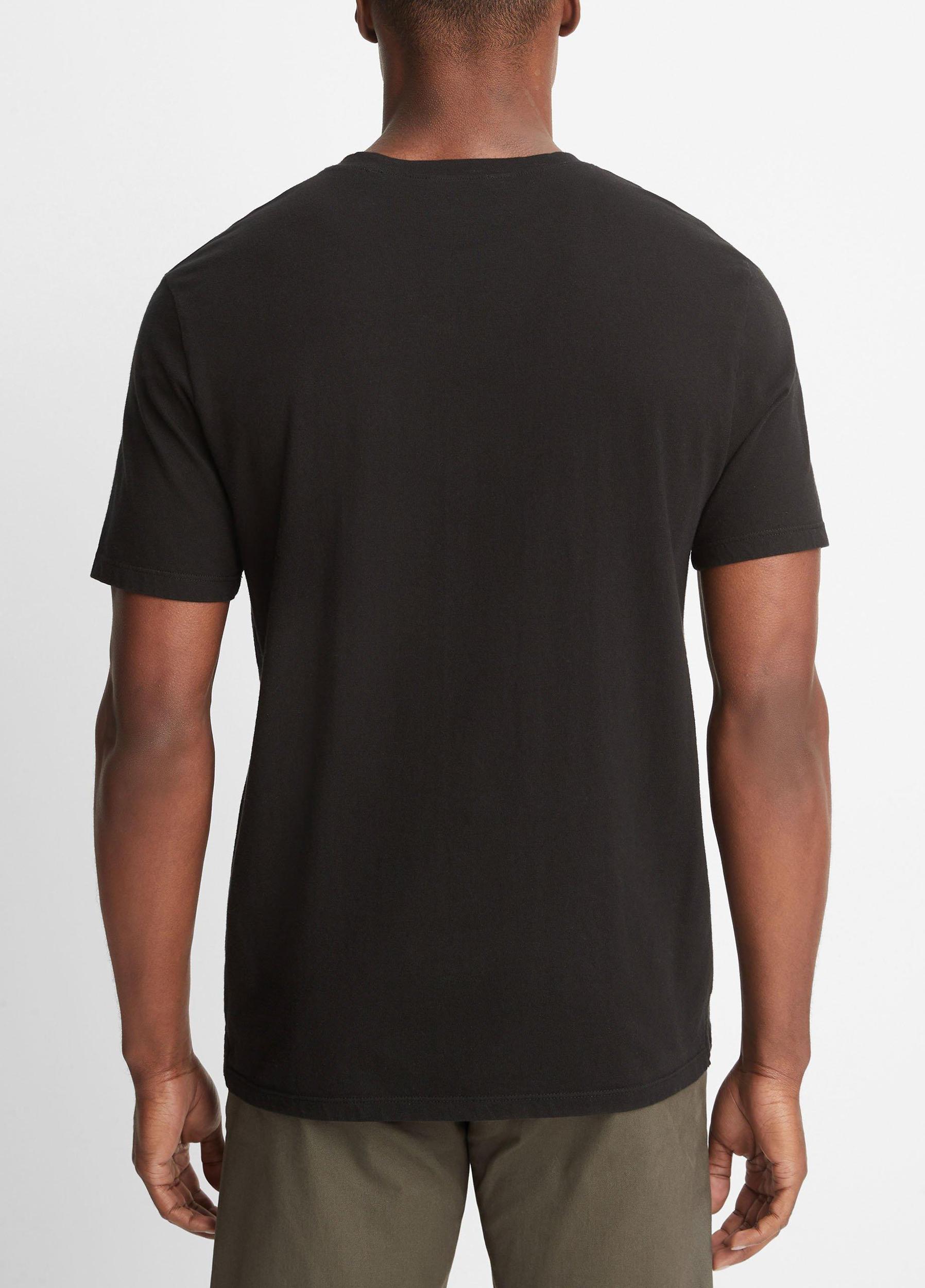 Mens Garment Dye Short Sleeve V-Neck T-Shirt, True Black, Size L Vince Product Image