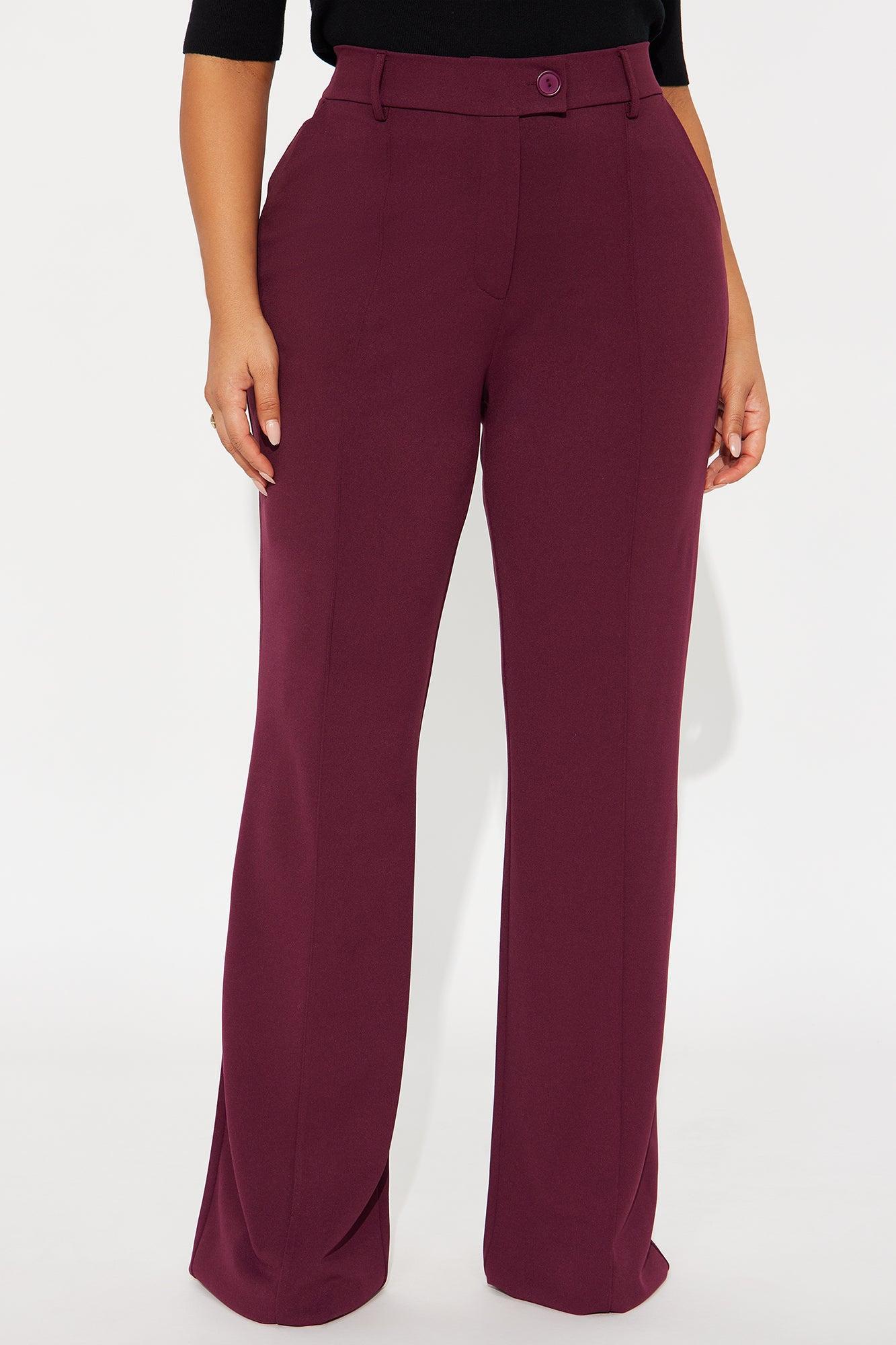 Tall Heidi Wide Leg Trouser Pant - Burgundy Product Image