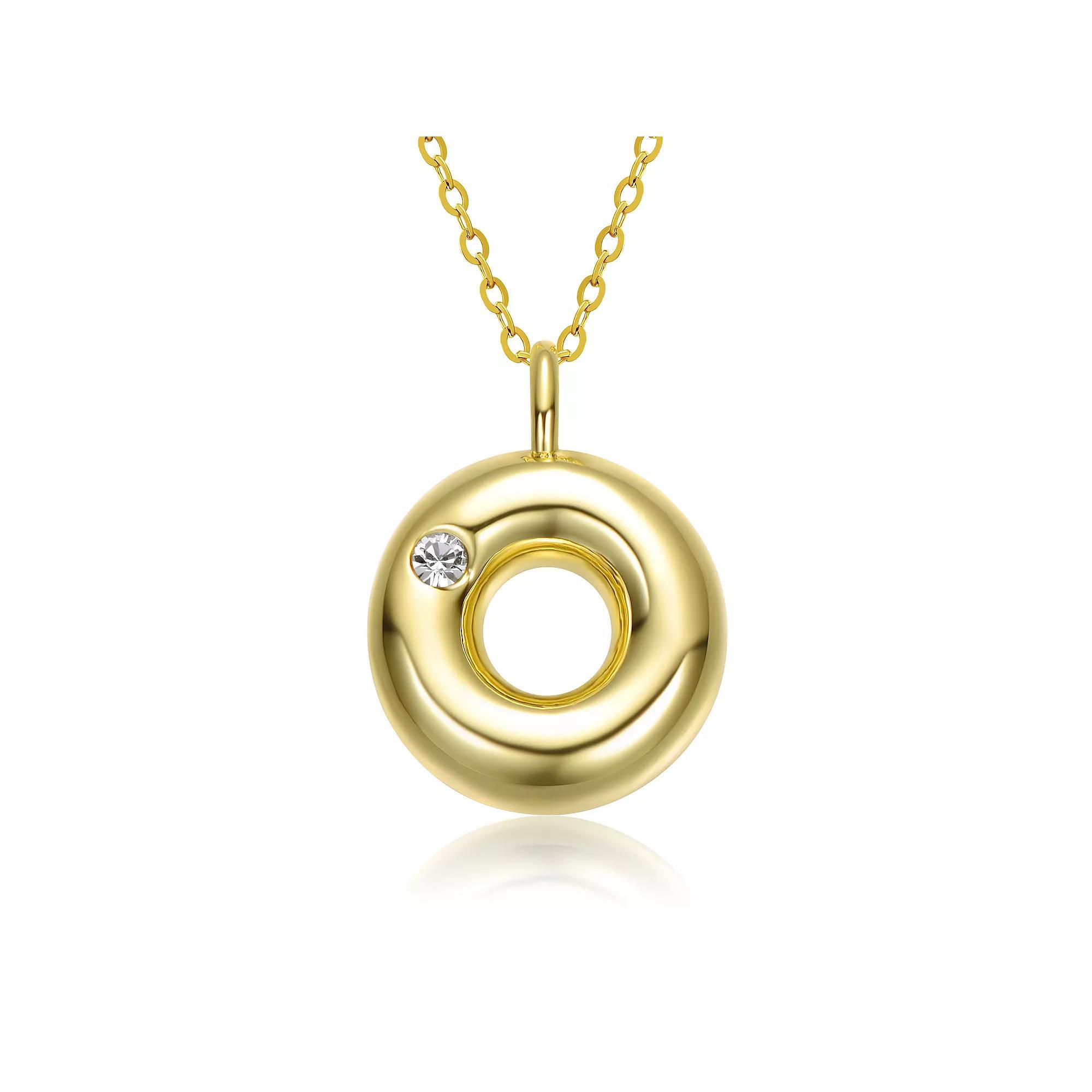 14k Gold Plated Bubble Initial Pendant Necklace, Womens Gold Tone O Product Image
