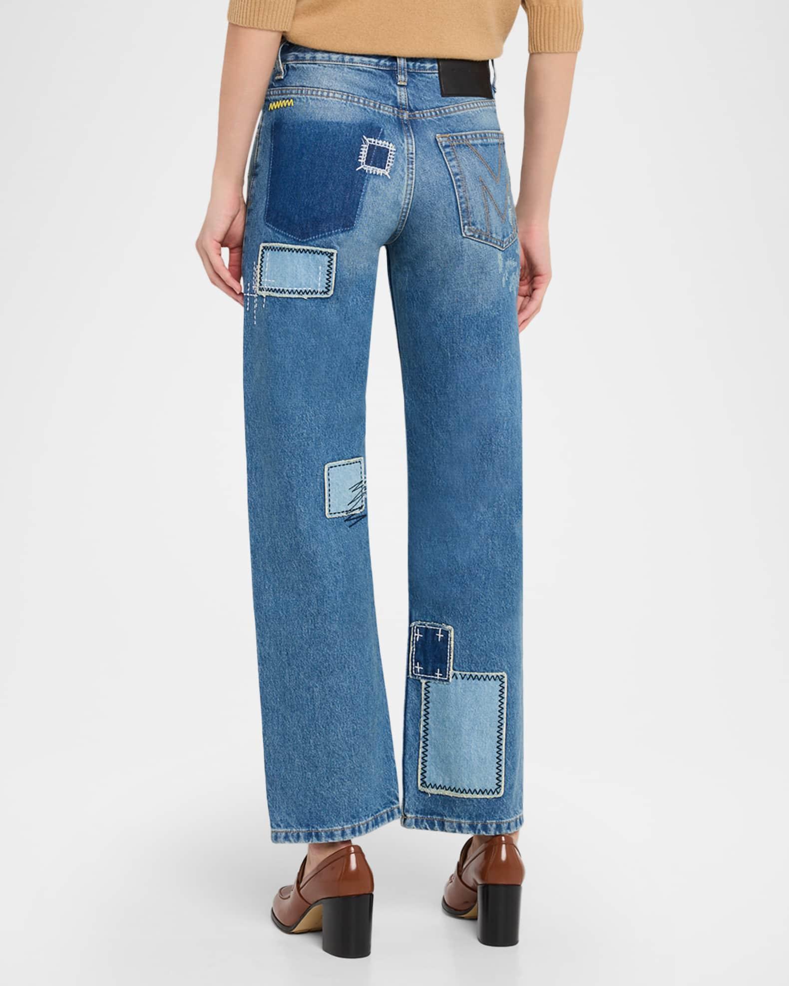 Straight-Leg Patchwork Jeans Product Image