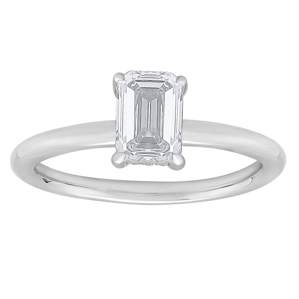 Diamond Medley 14k White Gold 1 Carat T.W. Lab-Grown Diamond Solitaire Plus Ring, Women's, Size: 7, 14k Whgold Product Image