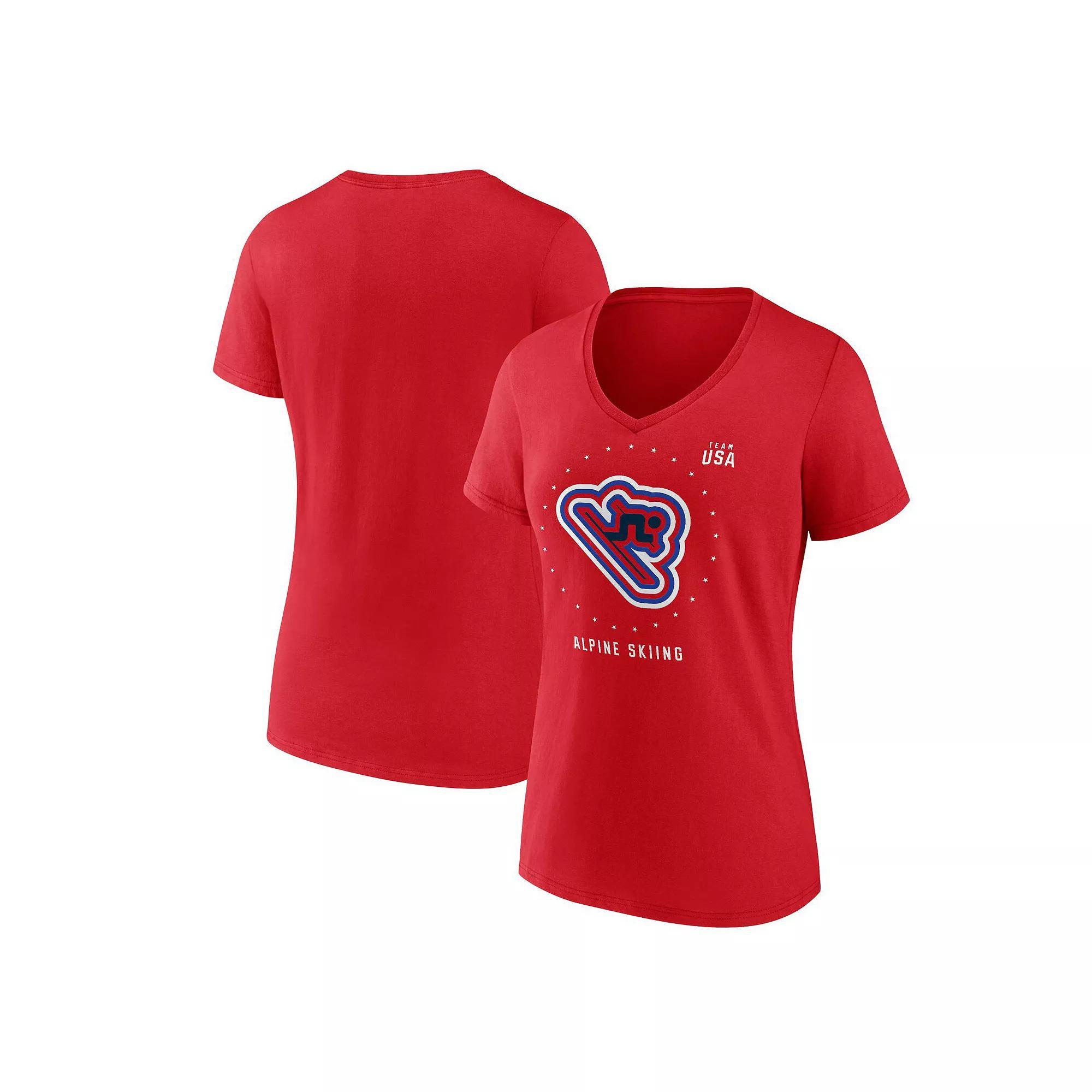 Women's Fanatics Branded Red Team USA Alpine Skiing V-Neck T-Shirt, Size: Large, Usa Red Product Image