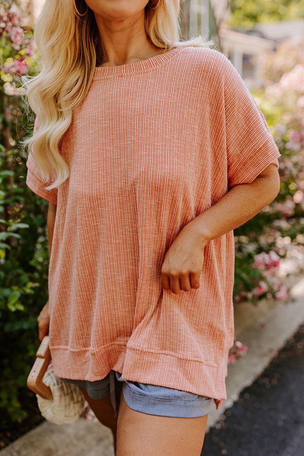 Opening Act Ribbed Top in Peach Curves Product Image