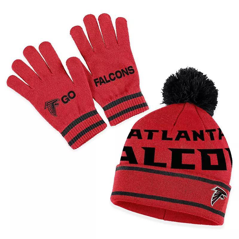 Womens WEAR by Erin Andrews Cardinal Arizona Cardinals Double Jacquard Cuffed Knit Hat with Pom and Gloves Set Product Image