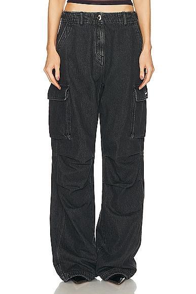 Coperni Denim Wide Leg Cargo Pant in Black Product Image