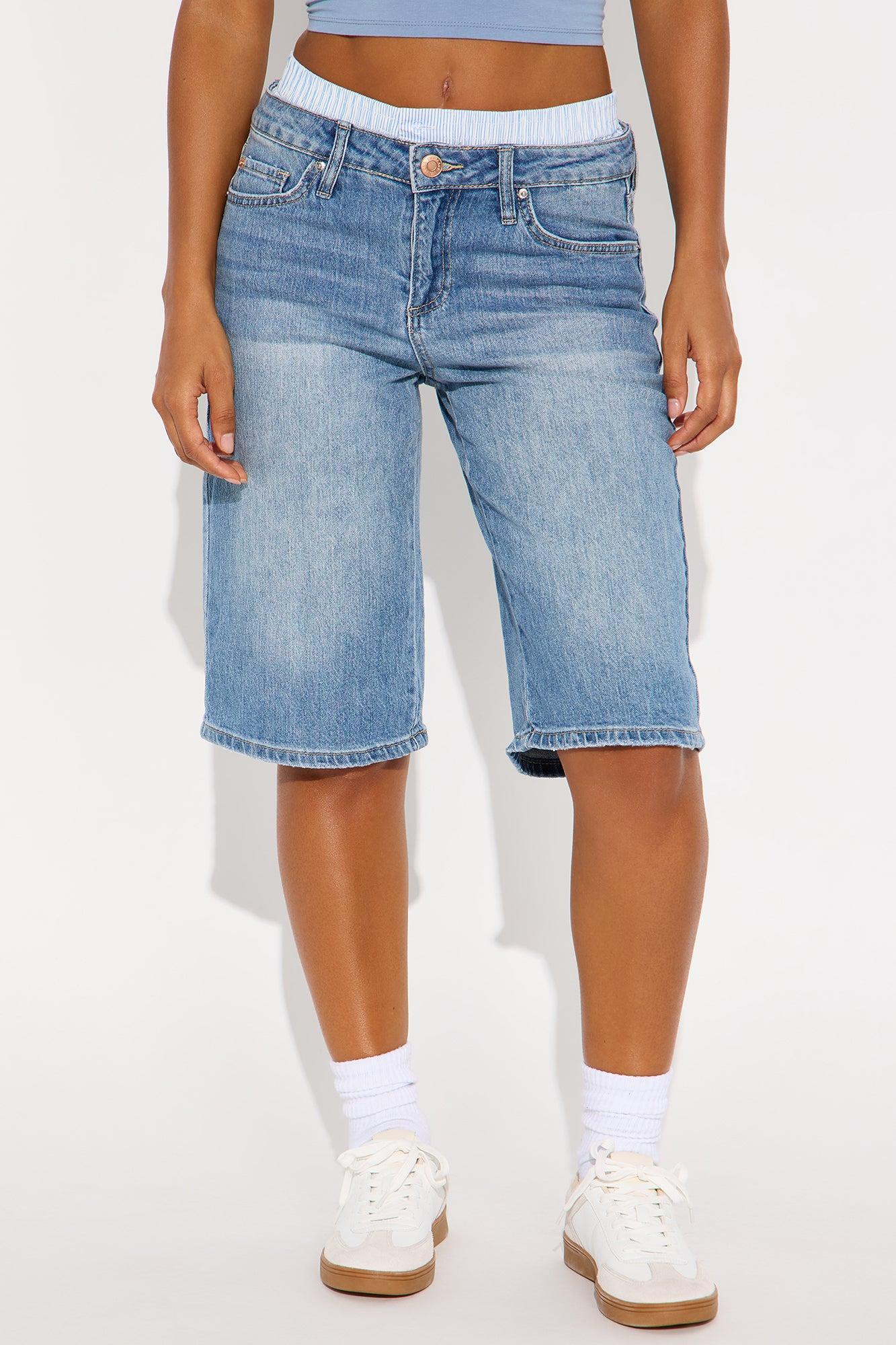 Lizzy Mid Rise Denim Bermudas - Dark Wash Product Image