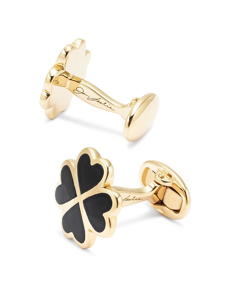 Jan Leslie Four Leaf Clover Black Onyx, Sterling Silver & 18K Yellow Gold Vermeil Cufflinks Product Image