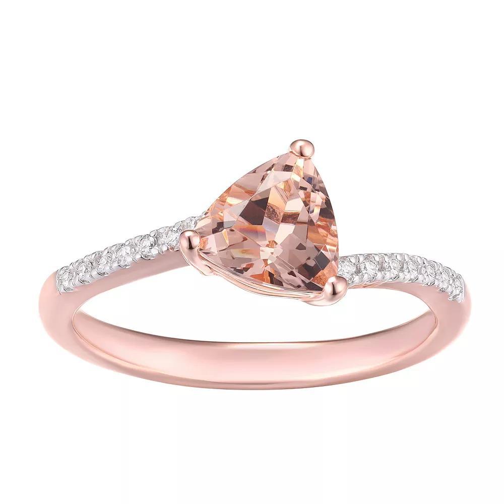 14k Rose Gold Over Silver Simulated Morganite & Lab-Created White Sapphire Ring, Women's, Size: 6, Pink Tone Product Image