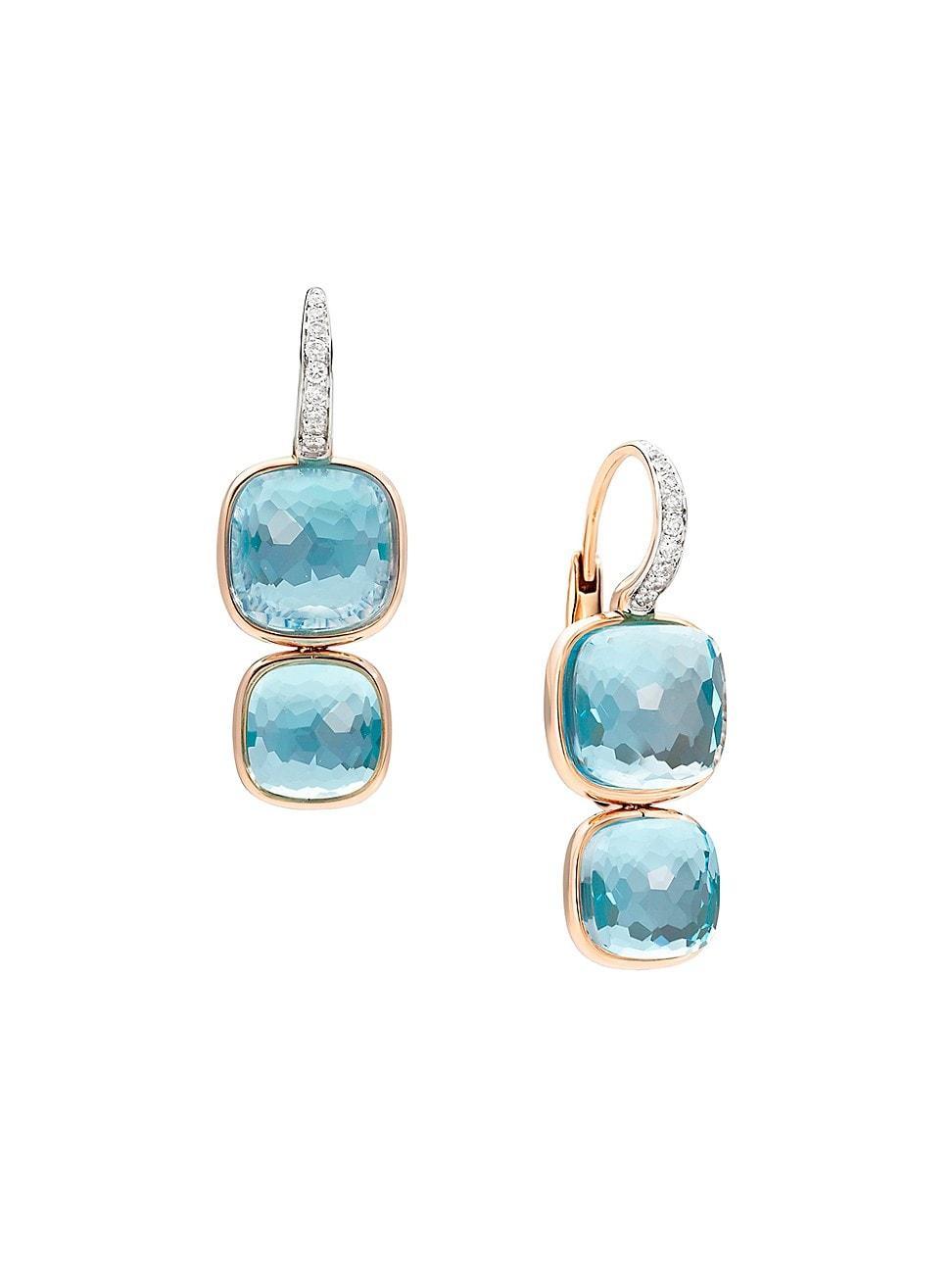 Womens Nudo 18K Rose Gold, Sky Blue Topaz & Diamond Drop Earrings Product Image
