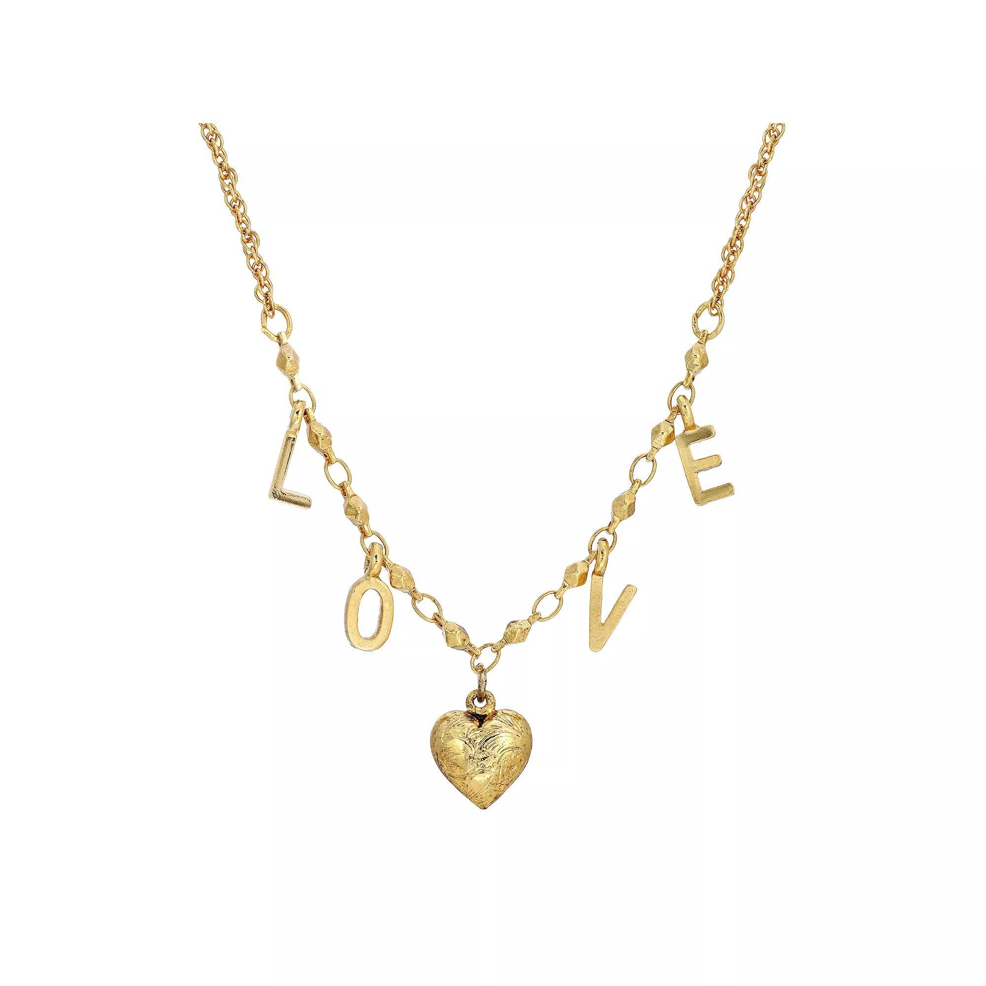 1928 Gold-tone Heart Necklace, Womens, Gold Tone Product Image