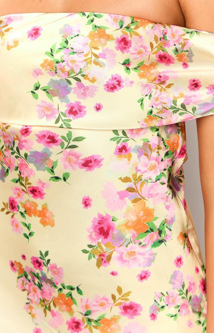 Primrose Yellow Bloom Off the Shoulder Mini Dress Product Image