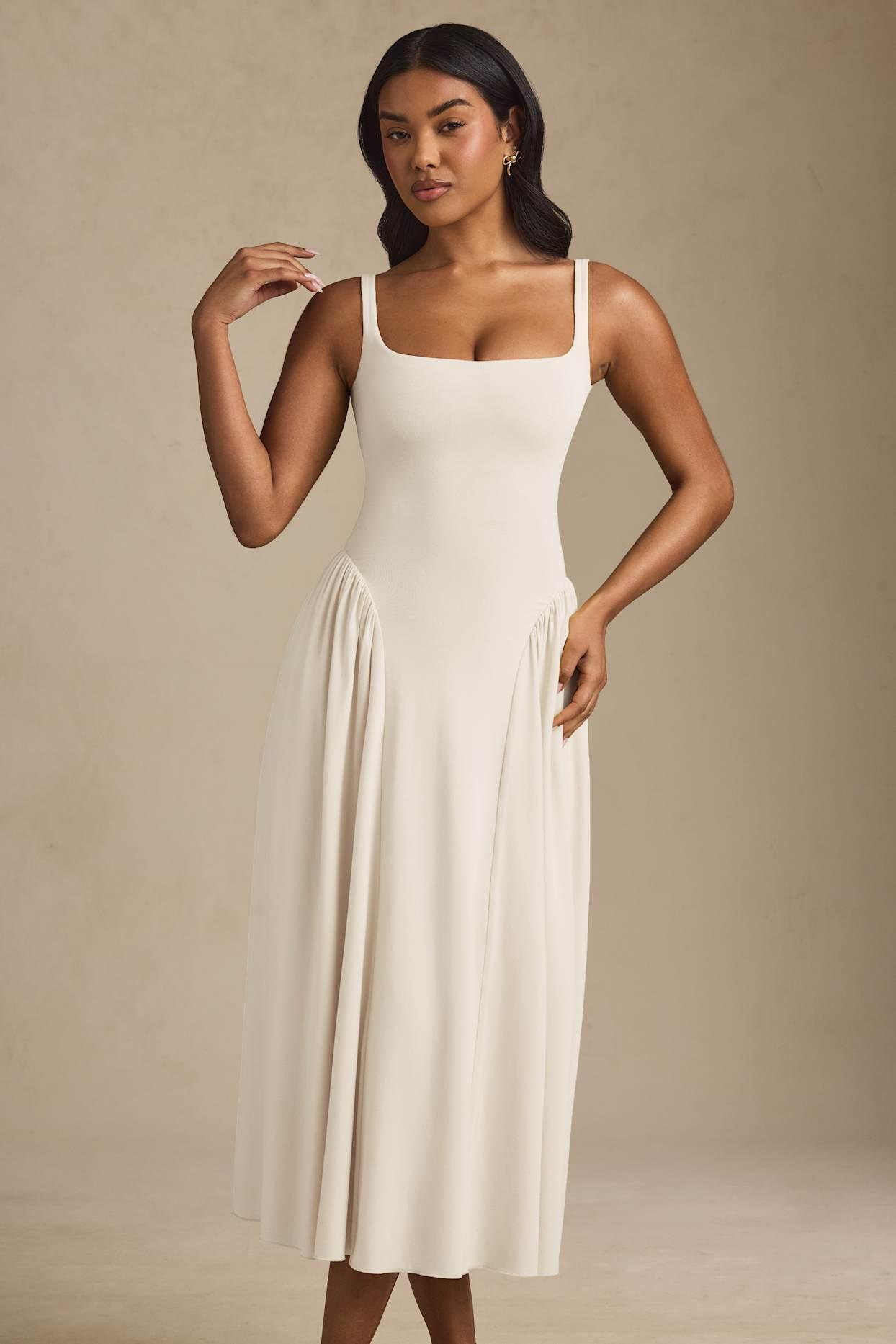 Low-Back A-Line Midaxi Dress in Ivory Product Image