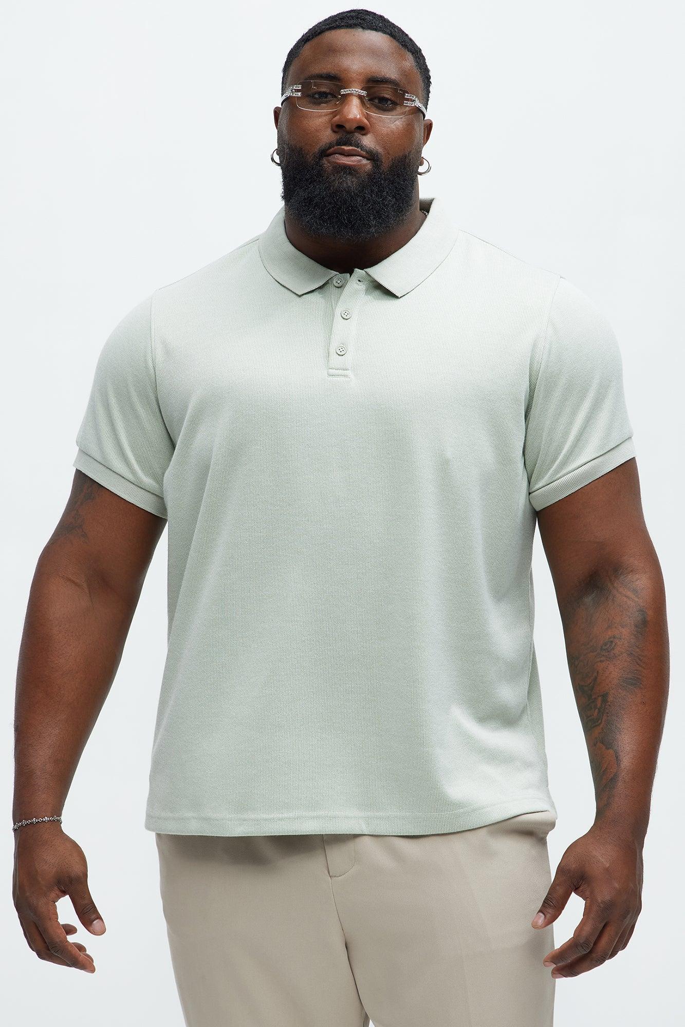 Subtle Stripes Textured Polo - Sage Product Image