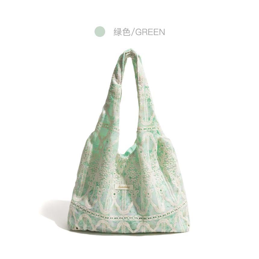 Floral Print Lace Trim Tote Bag Product Image