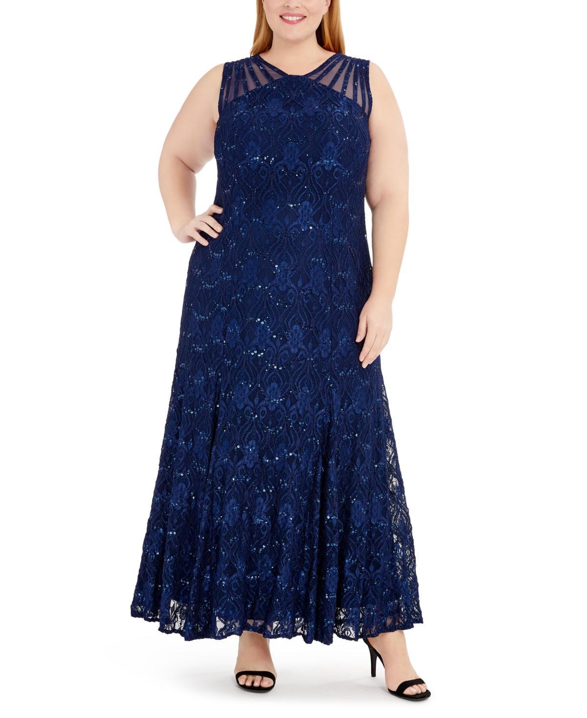 Women's R&M Richards Mermaid Lace Gown, Size: 16, Cadet Product Image