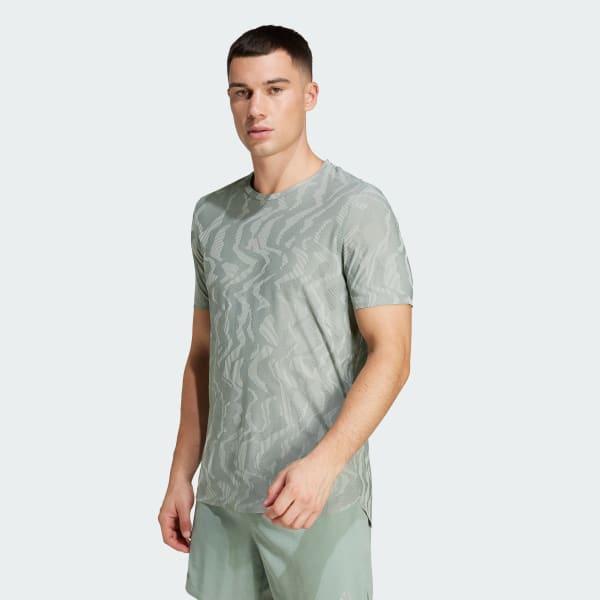 adidas Ultimate Running Engineered CLIMACOOL+ Tee Silver Green 2XL Mens Product Image
