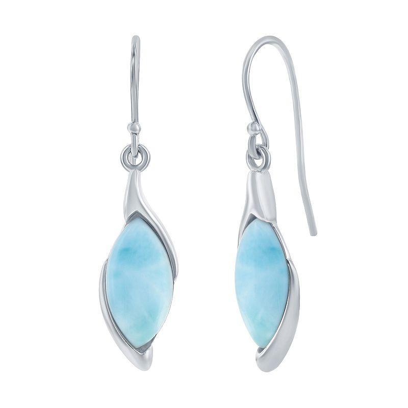 Sterling Silver Marquise Larimar Earrings, Women's Product Image