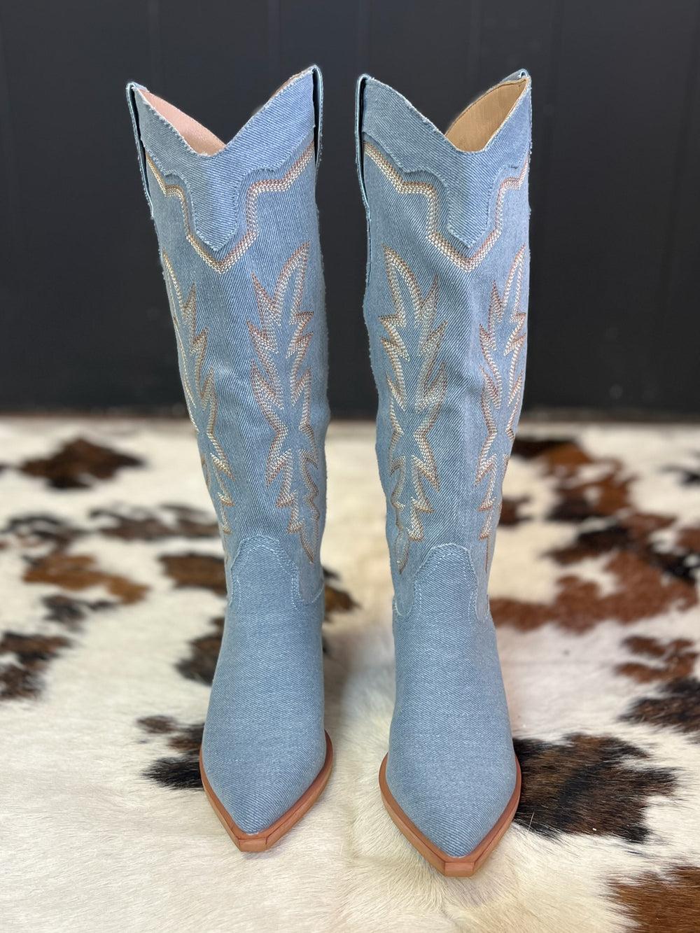 Miim Indigo Denim Boots Product Image