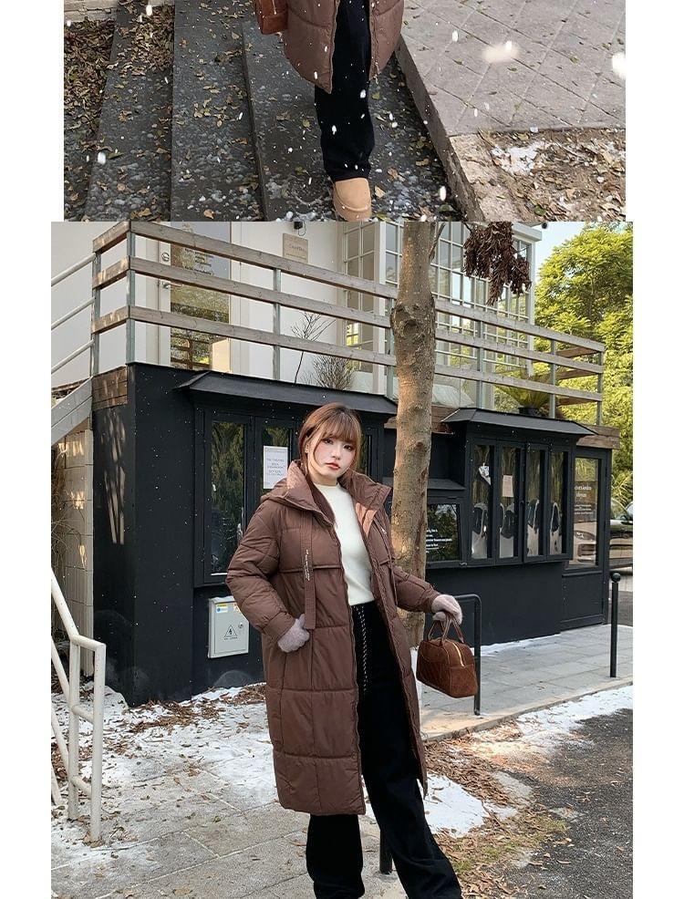 Plain Hooded Padded Zip Jacket Product Image