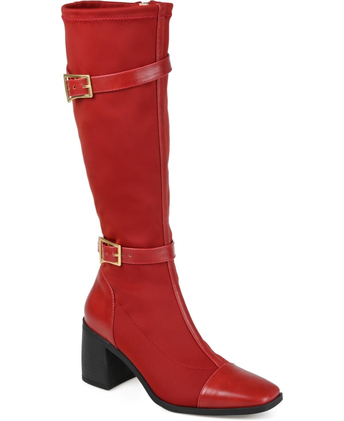 Journee Gaibree Women's Buckle Knee-High Boots, Size: 6 Wide, Black Product Image